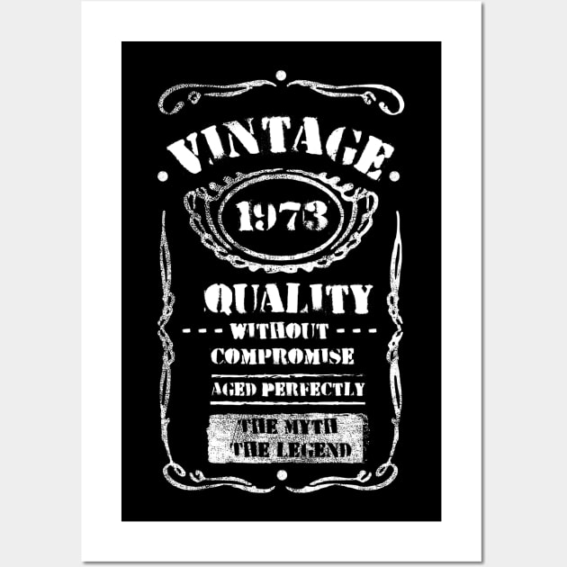 Vintage 1973 Birthday Tee Anniversary Quality Without Compromise Aged Perfectly The Myth The Legend Family Gift Wall Art by NickDezArts